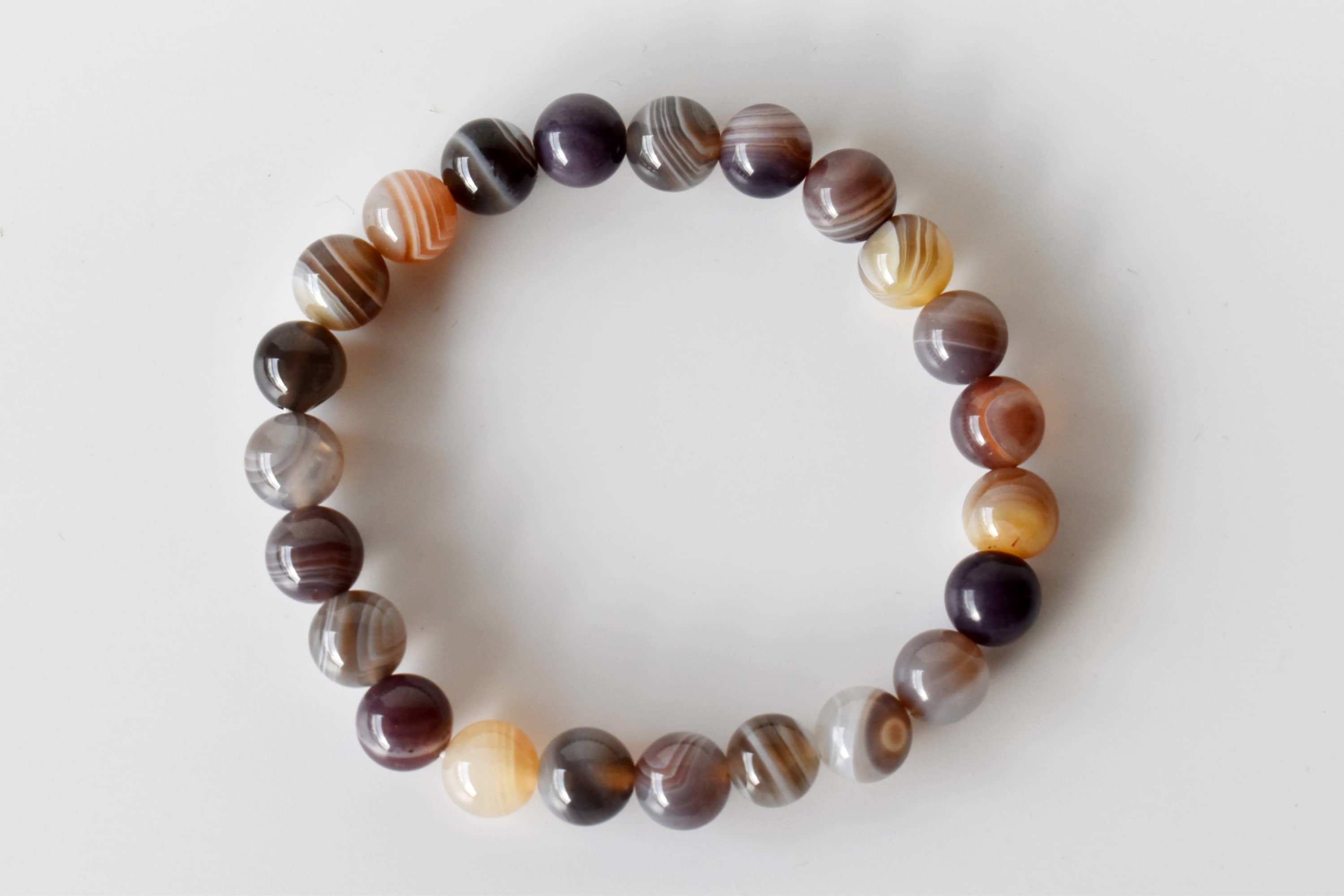 Botswana Agate Bracelet Crystal Beaded Bracelet