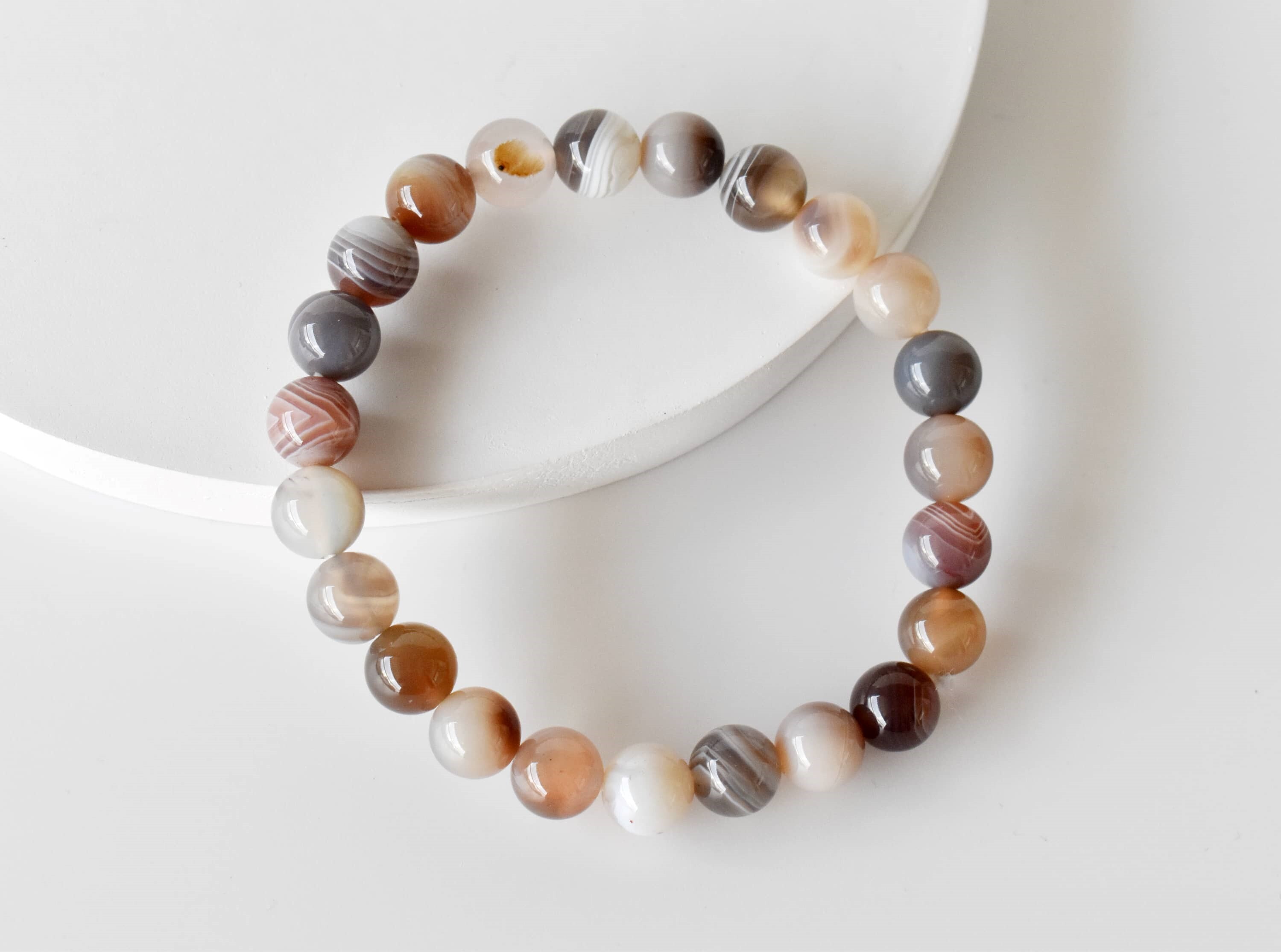 Botswana Agate Bracelet Crystal Beaded Bracelet