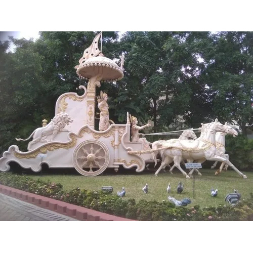 Krishna Arjun Rath Fiber Glass Statue