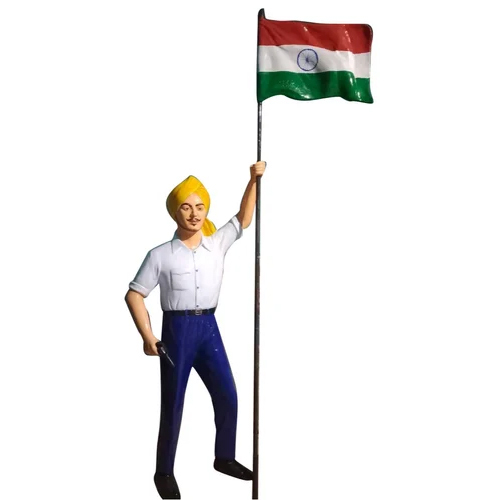 Fiber Glass Multicolor Shaheed Bhagat Singh Statue