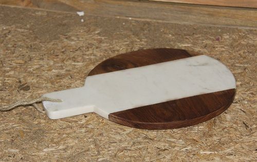 Round Wooden & Marble Chopping Board