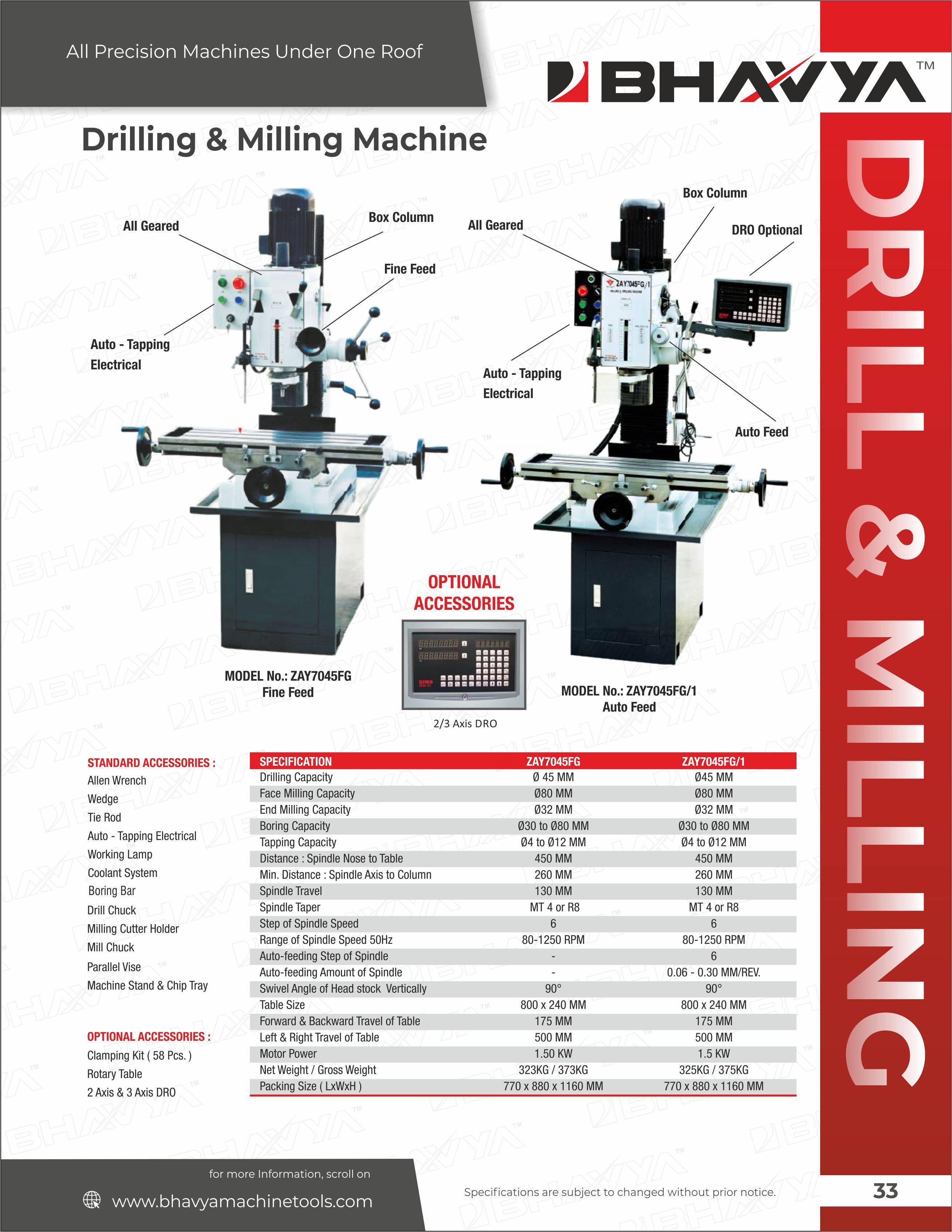 Auto Feed Drilling And Milling Machine