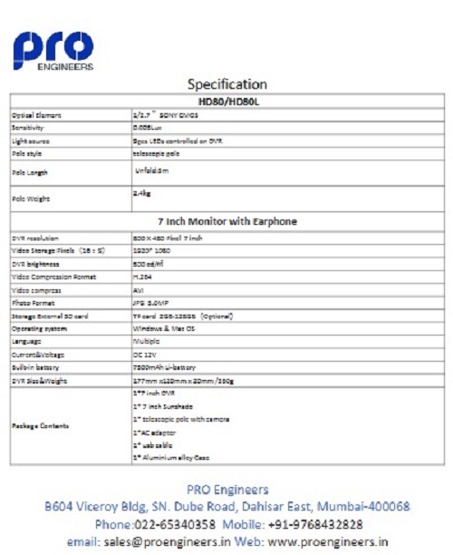 Telescopic Visual Inspection Camera