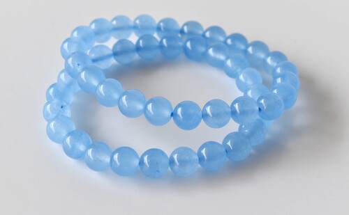 Chalcedony Bracelet, Beaded Gemstone Beaded Bracelet