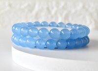 Chalcedony Bracelet, Beaded Gemstone Beaded Bracelet