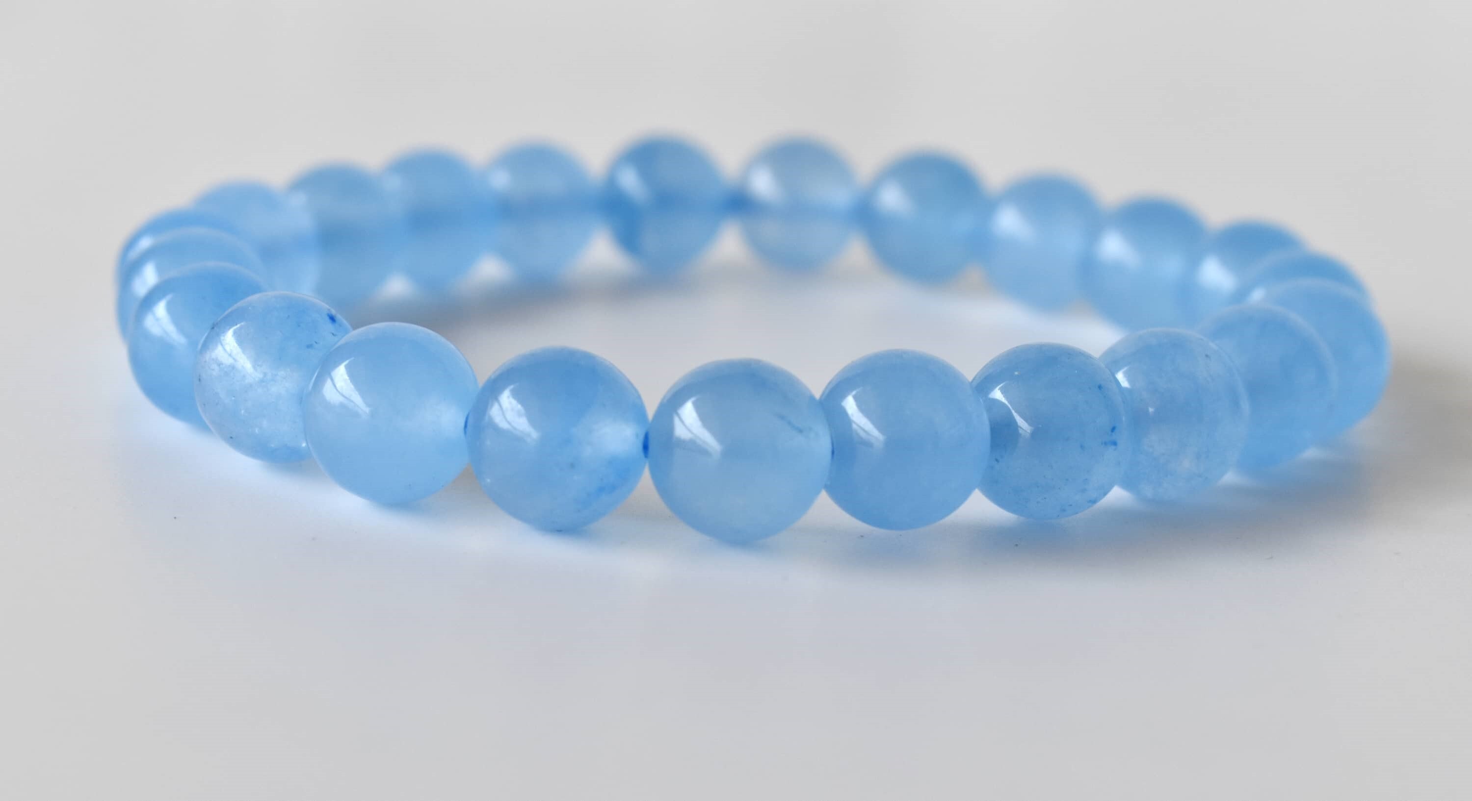 Chalcedony Bracelet, Beaded Gemstone Beaded Bracelet