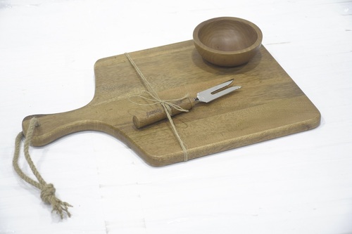 Wooden Chopping Board With Bowl & Server