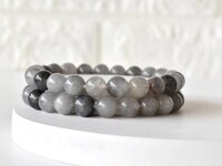 Cloudy Quartz Bracelet, Beaded Gemstone Bracelet