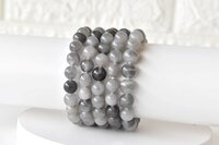 Cloudy Quartz Bracelet, Beaded Gemstone Bracelet