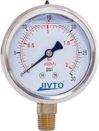 Differential Pressure Gauges - Stainless Steel, 100mm Diameter | 1/4 Npt Connection, Â±2.5% Accuracy, 0-30 Psi Operating Pressure, -20 To 80â°c Operating Temperature, Bottom Mount