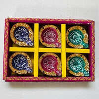 6 Pcs Diwali Clay Diyas Set