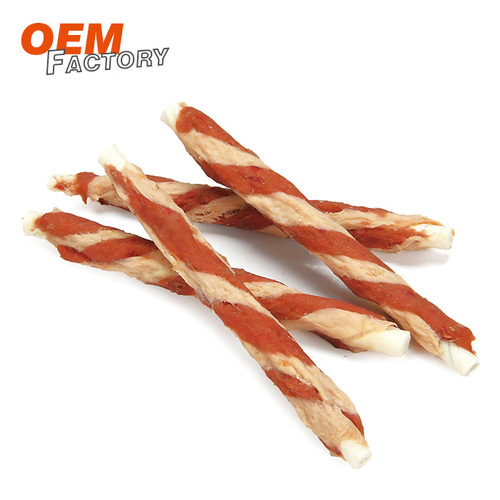 Rawhide Stick Twined By Beef And Cod Oem Natural Pet Treats Dog Snacks Supplier - Color: Orange