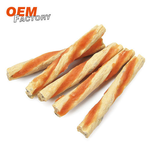 Screwed Rawhide Stick with Chicken Wholesale Fresh Pet Treats Dog Snacks Factory