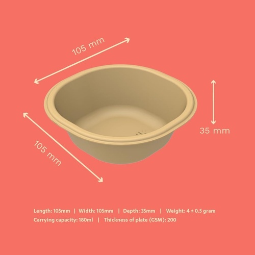 180ML Biodegradable Sugarcane Bagasse Disposable Bowls