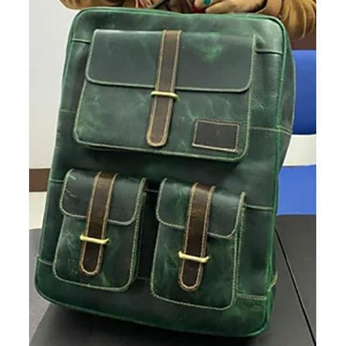 Green Color Leather Backpack Design: Modern