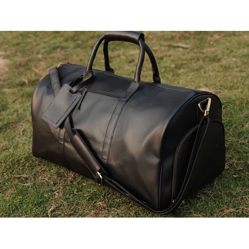 Black Leather Duffel Bag