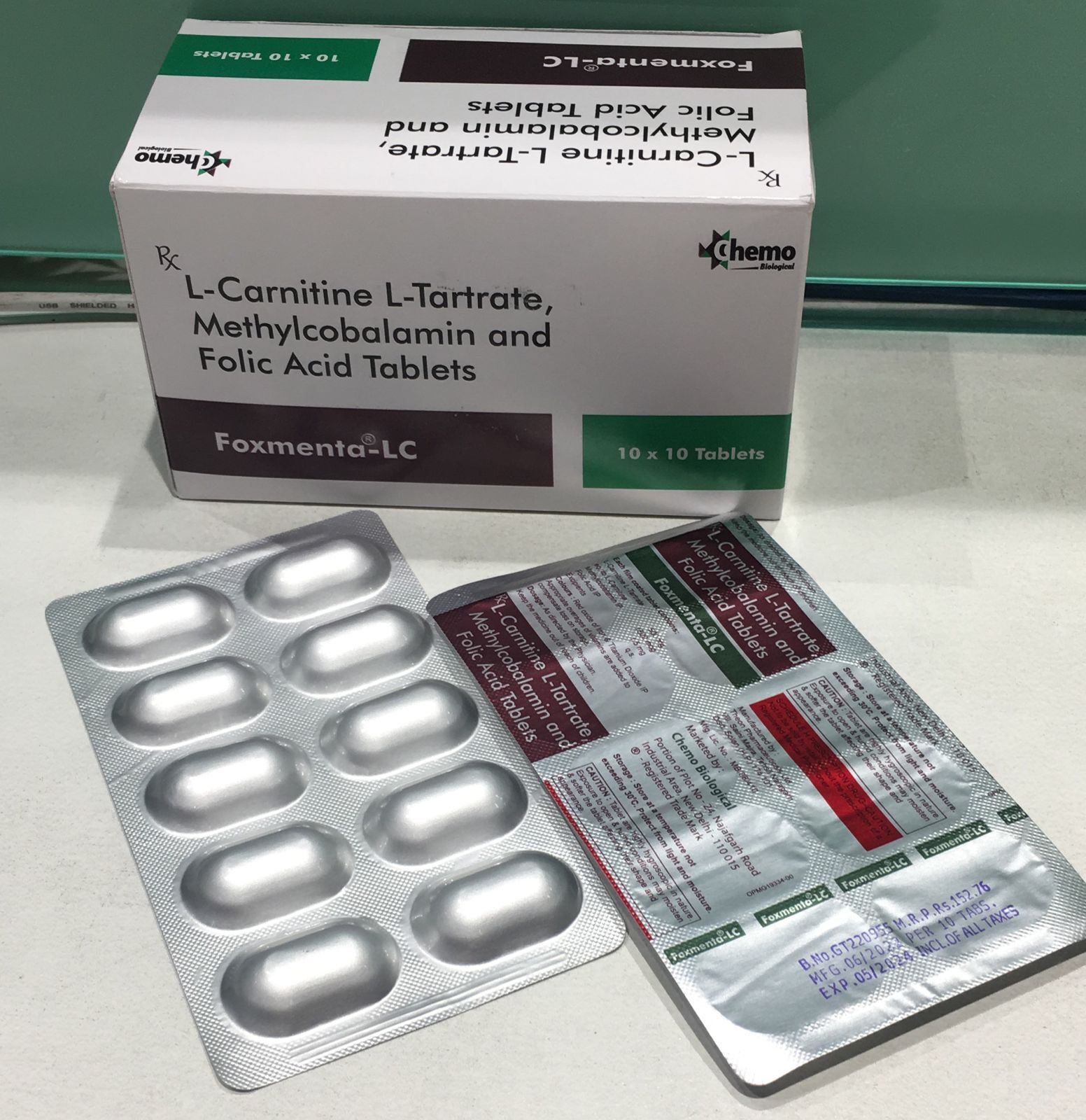 L-Carnitine, L-Tartrate, Methylcobalamin, Folic Acid tablet