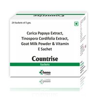 Carica Papaya Leaf Extract - 350mg + Tinospora Cordifolia Extract 150mg + Goat Milk Powder 100mg + Vitamin E 40mg | Boosts Immunity, Supports Wound Healing, Promotes Healthy Platelet Count, 20 Sachets