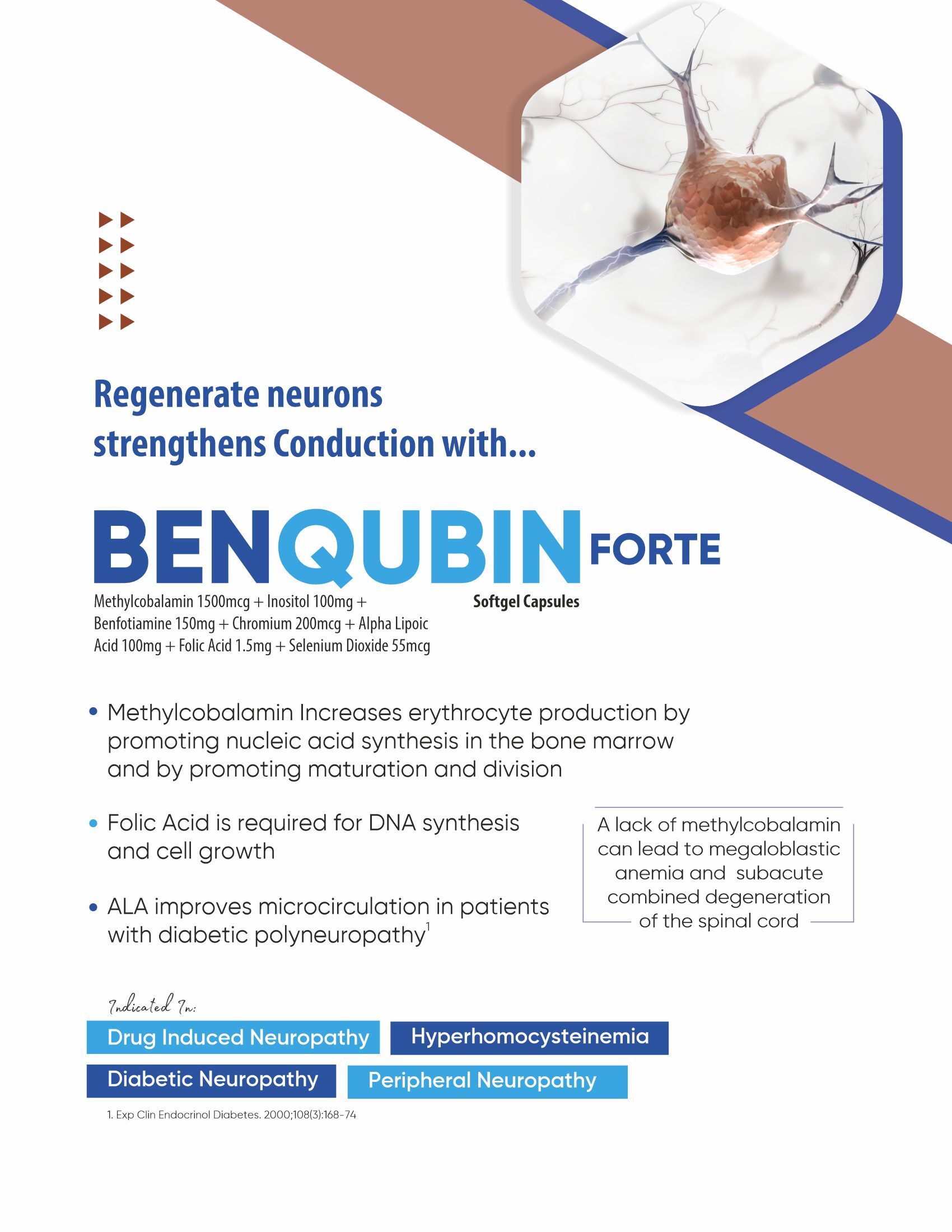 Methylcobalamin 1500mcg + Inositol 100mg + Benfotiamine 150mg +Alphalipoic Acid 100mg + Folic Acid 1.5mg + Selenium 55mcg+Chromium Picolinate 200mcg