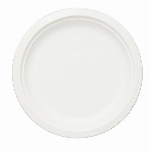 7 Inch White Bagasse Disposable Plate