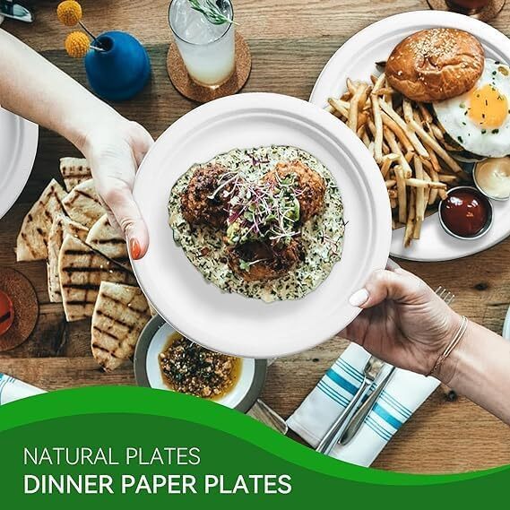 7 Inch White Bagasse Disposable Plate