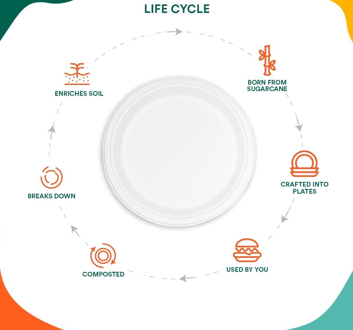 9 Inch White Bagasse Disposable Plate