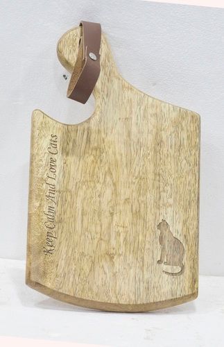 12 Inch Wooden Chopping Board With Leather Handle