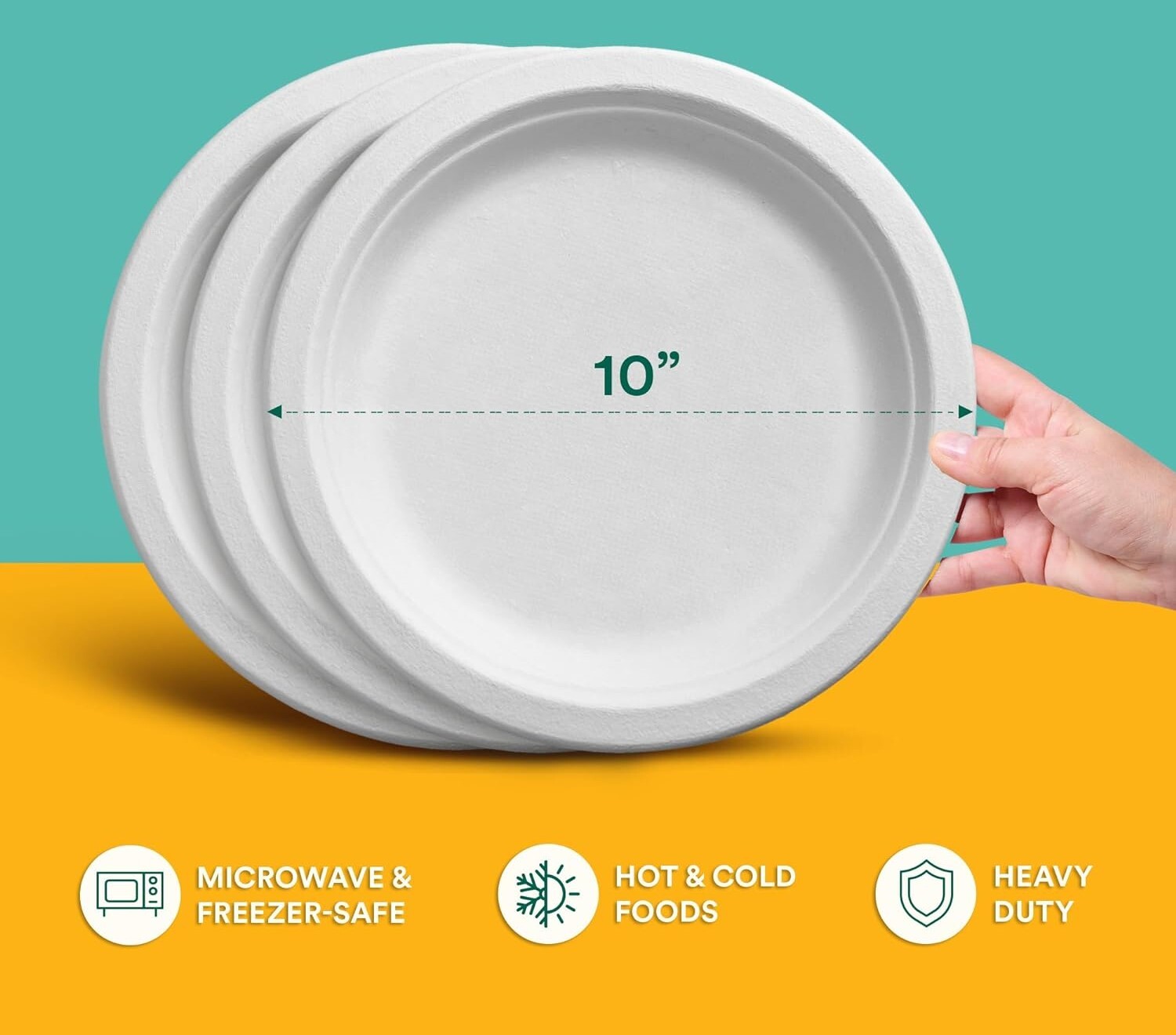 10 Inch White Bagasse Disposable Plate
