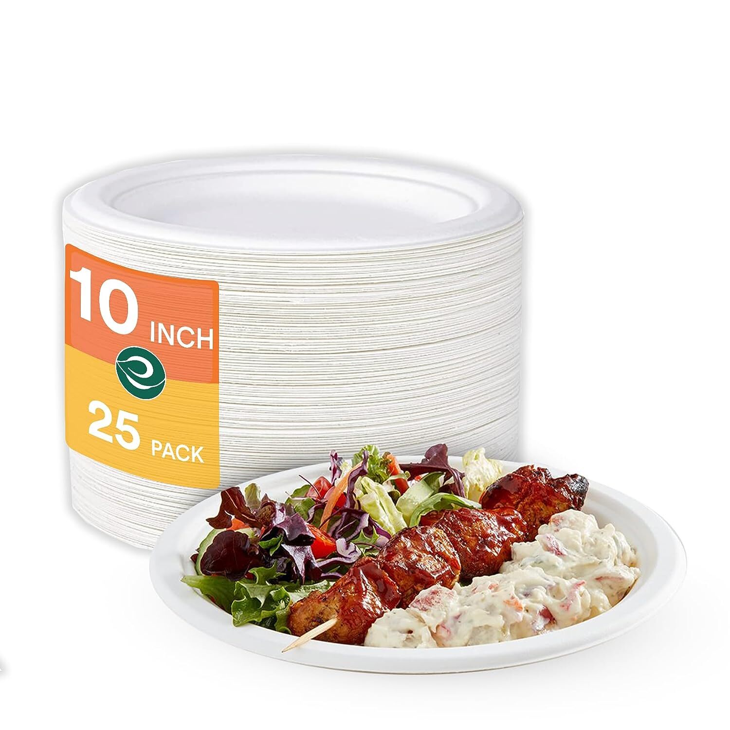 10 Inch White Bagasse Disposable Plate