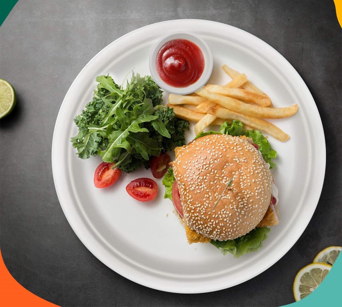 12 Inch White Bagasse Disposable Plate