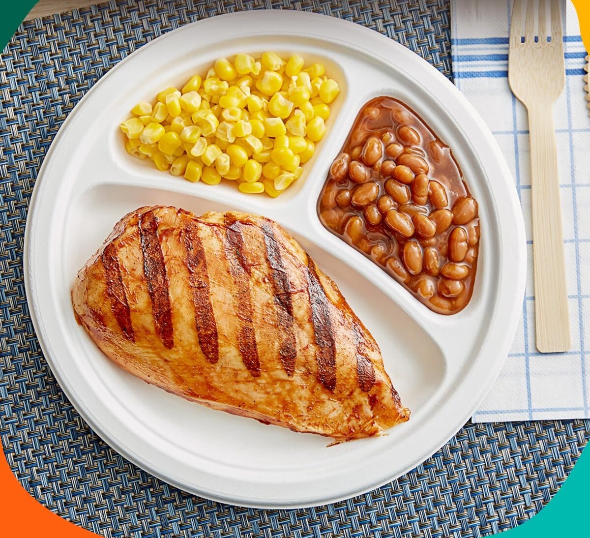 10 INCH 3CP WHITE BAGASSE MEAL TRAY