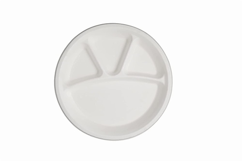 12 INCH 4CP WHITE BAGASSE MEAL TRAY