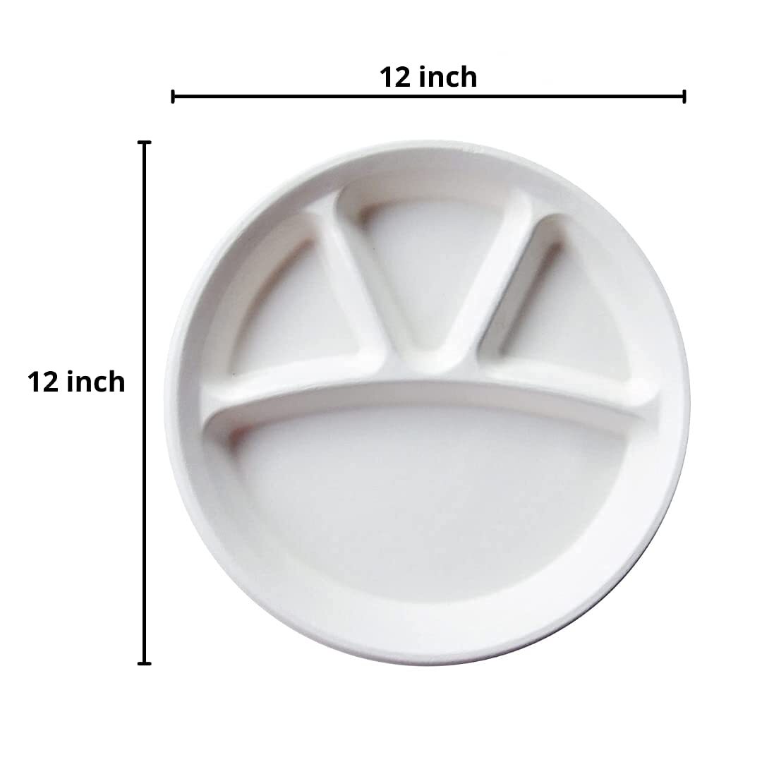 12 INCH 4CP WHITE BAGASSE MEAL TRAY