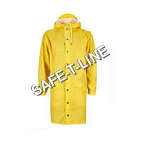 PVC Long Raincoat - Waterproof PVC Fabric, Customizable Size, Unisex Design, Bright Yellow Color | Adjustable Hood and Cuffs for Enhanced Fit