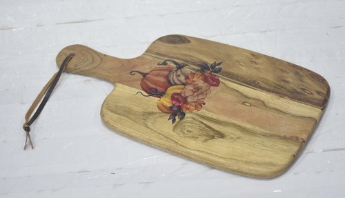 Wooden Printed Chopping Board With Leather handle