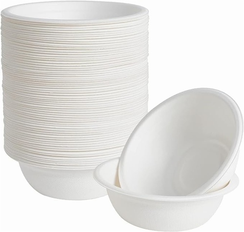350ML WHITE BAGASSE DISPOSABLE BOWL
