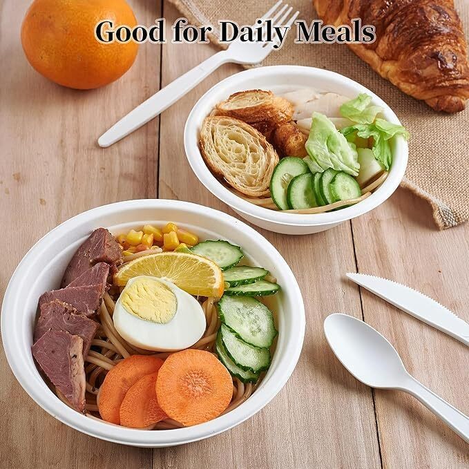 350ML WHITE BAGASSE DISPOSABLE BOWL