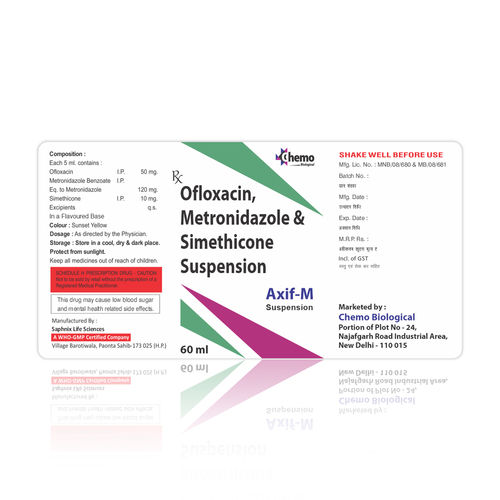 Ofloxacin 50mg + Metronidazole 120mg + Simethicone 10mg