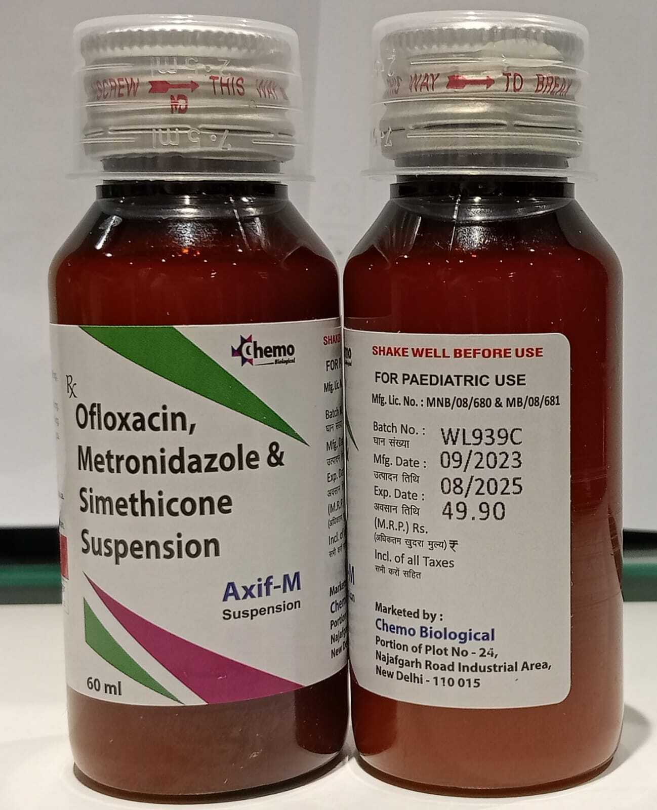Ofloxacin 50mg + Metronidazole 120mg + Simethicone 10mg