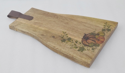 Wooden Chopping Board With Leather Strip