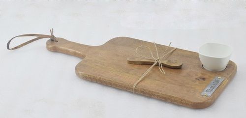 Wooden Chopping Board With Server & Metal Strip