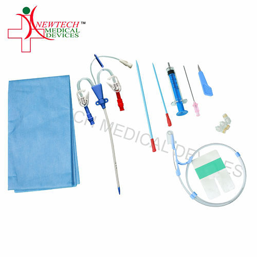 Blue And White Curve Hemodialysis Triple Lumen Catheter Kit