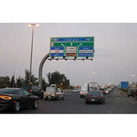 Overhead Cantilever Sign Board - Stainless Steel/ms, Customized Size, Blue | Durable Design For Enhanced Visibility And Custom Branding