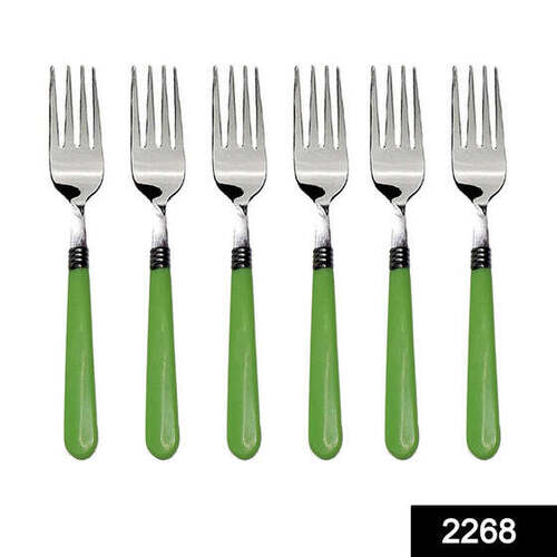 STAINLESS STEEL FORKS WITH COMFORTABLE GRIP DINING FORK SET OF 6 PCS