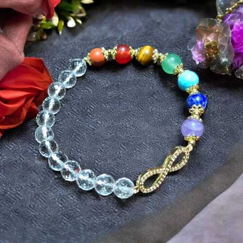 Seven Chakra Bracelet with  Infinity â¾ï¸ Sign charms