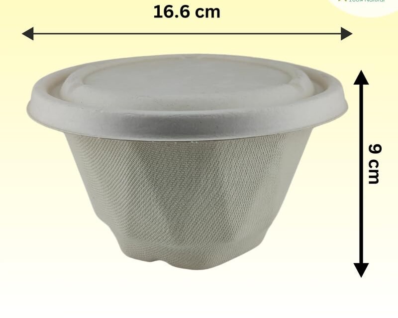 1000ML Kohinoor Round Bagasse Bowl with Lid