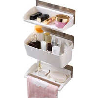 Modern Bathroom Storage Shelves With Towel Rail 3 Tier
