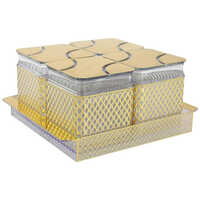 Dry Fruit Plastic Containers Pack Of 4 With Tray - Durable Plastic, Various Sizes, Glossy Lamination Finish, Square Shape, Easy To Clean, Warranty Included