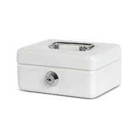 Small Metal Cash Box - Metal, Various Sizes, White Color, Square Shape | Matte Lamination Finishing, Warranty Included For Assurance