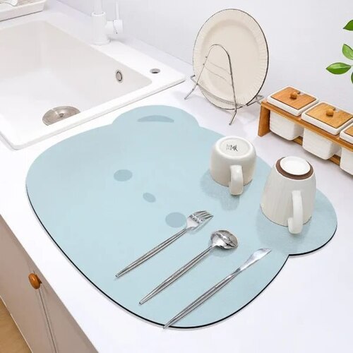 BEAR SHAPE DISH DRYING WATER ABSORBMENT MAT FOR KITHCHEN